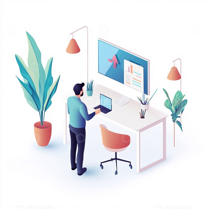 高清大图下载【趣麦麦图】办公场景立体插画
