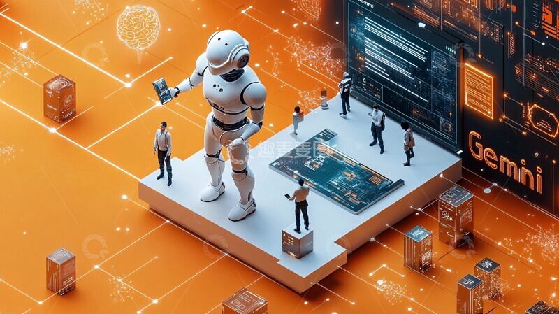 高清大图下载【趣麦麦图】双子机器人与智能符号1