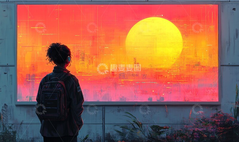 高清大图下载【趣麦麦图】复古渐变插画