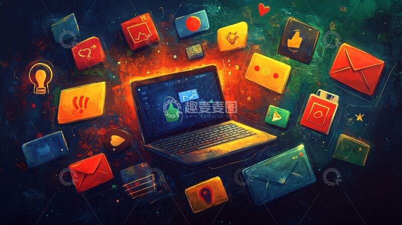 高清大图下载【趣麦麦图】社交媒体图标连接