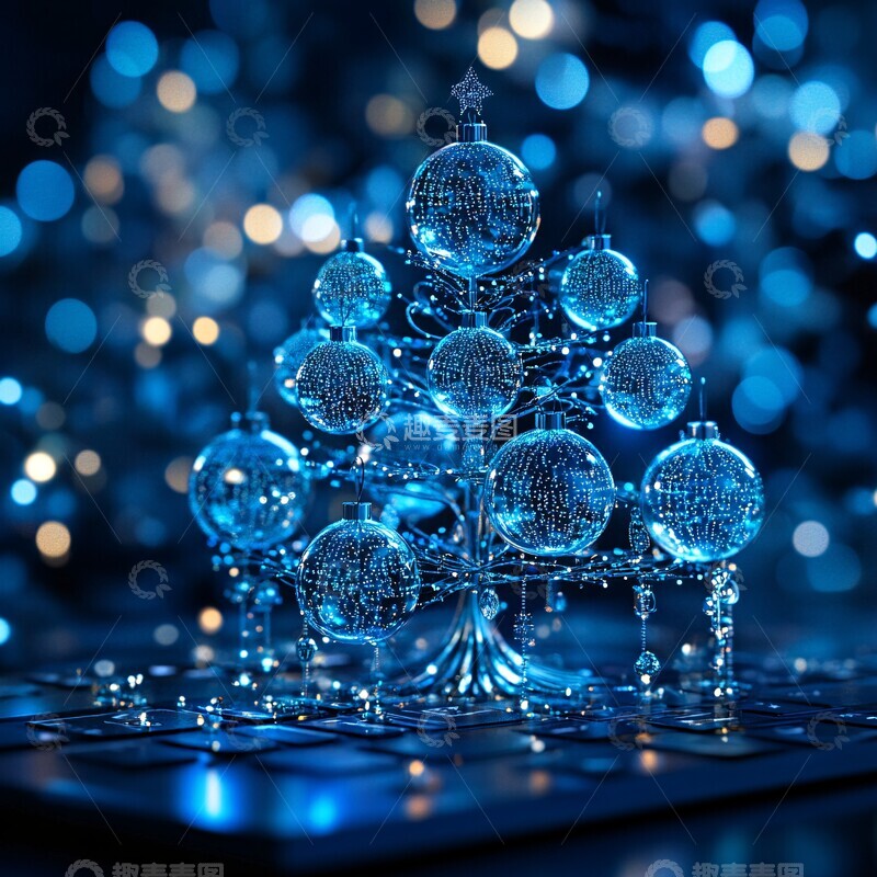 高清大图下载【趣麦麦图】电子树新年卡片1