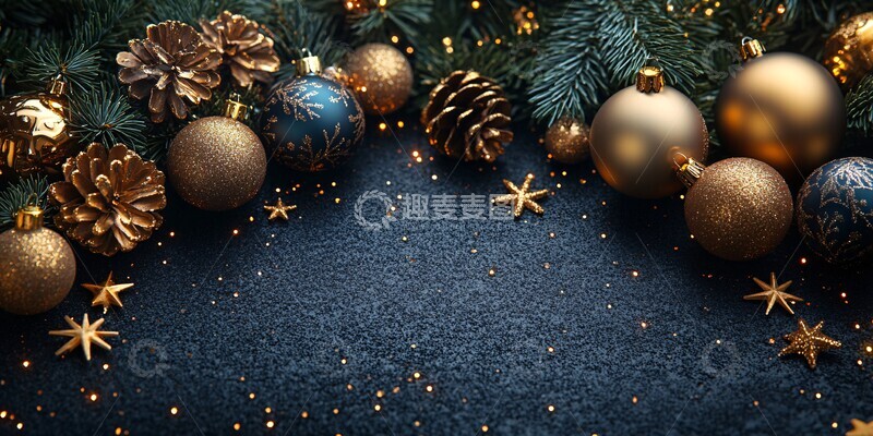 高清大图下载【趣麦麦图】金色黑色圣诞背景2