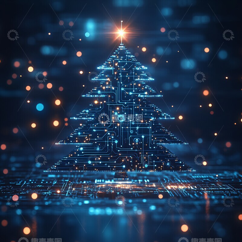 高清大图下载【趣麦麦图】数字电路圣诞树4