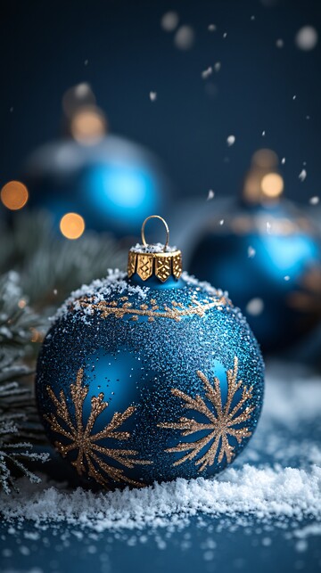 圣诞玻璃球与雪