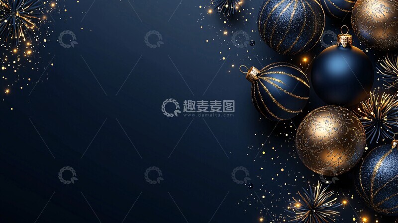 高清大图下载【趣麦麦图】金色光耀新年卡