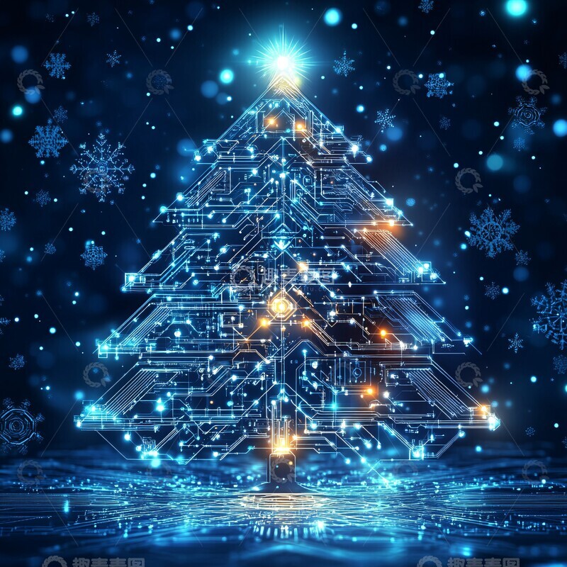 高清大图下载【趣麦麦图】数字电路圣诞树5