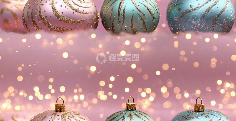 高清大图下载【趣麦麦图】绿色金球圣诞装饰