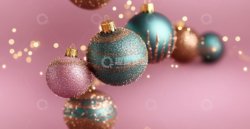 高清大图下载【趣麦麦图】绿色金球圣诞装饰1