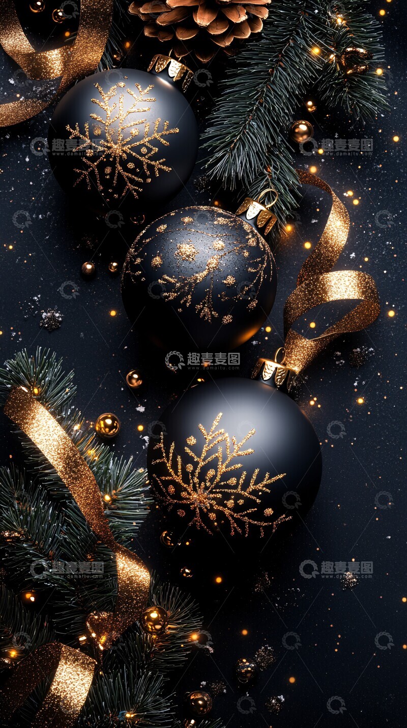 高清大图下载【趣麦麦图】金色圣诞装饰3