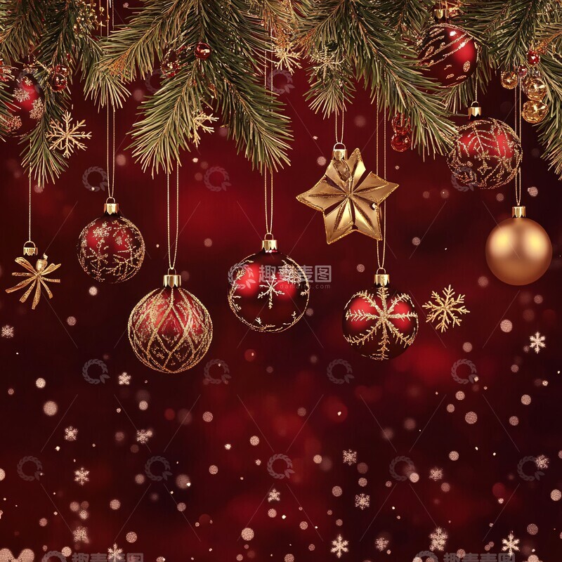 高清大图下载【趣麦麦图】红金节日背景3