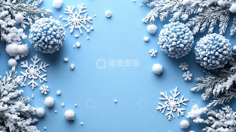 蓝色背景雪花2