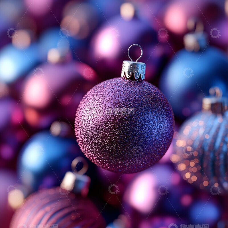 高清大图下载【趣麦麦图】紫色蓝色紫红装饰球