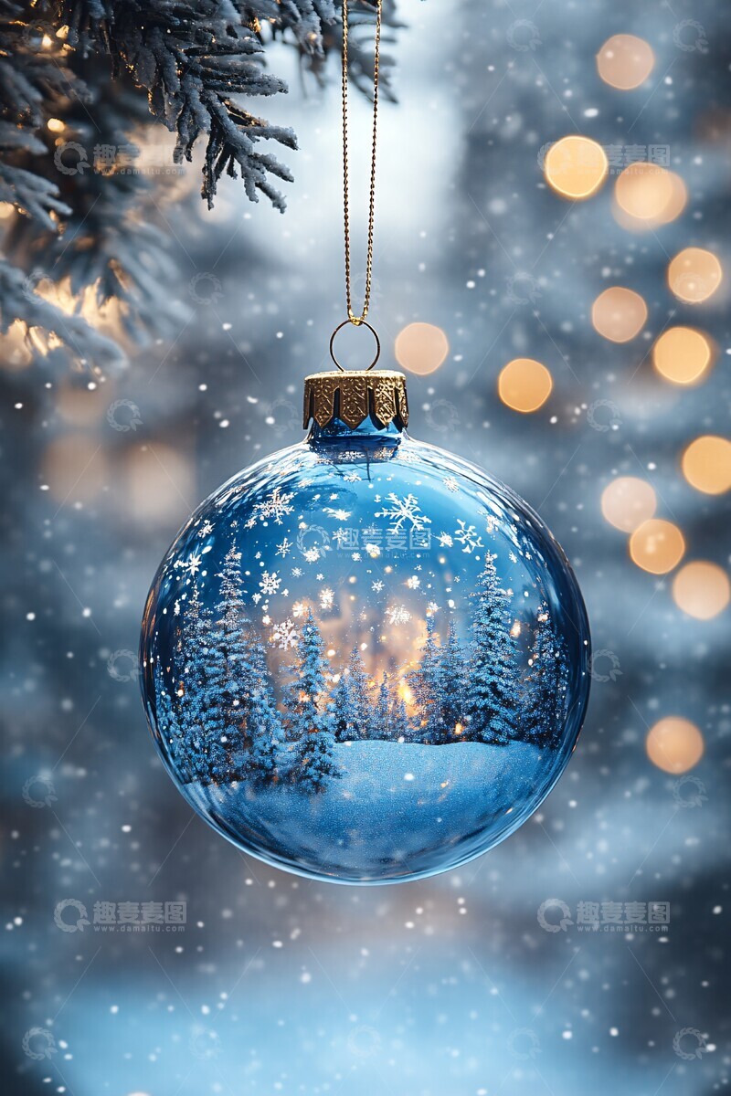 高清大图下载【趣麦麦图】玻璃球圣诞树挂饰1