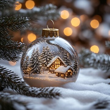 圣诞球中的雪景