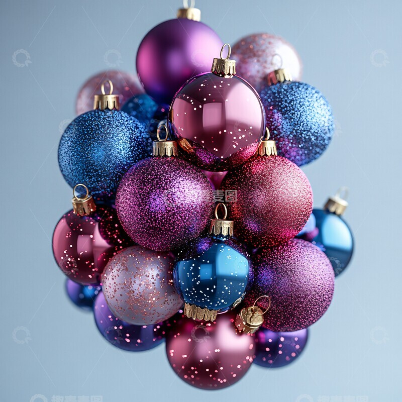 高清大图下载【趣麦麦图】紫色蓝色紫红装饰球1