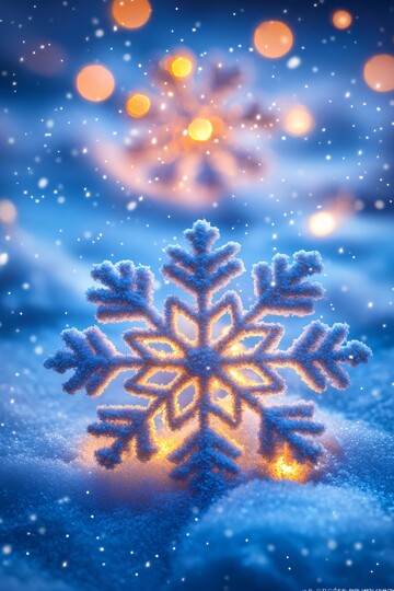 雪夜霓虹灯映雪