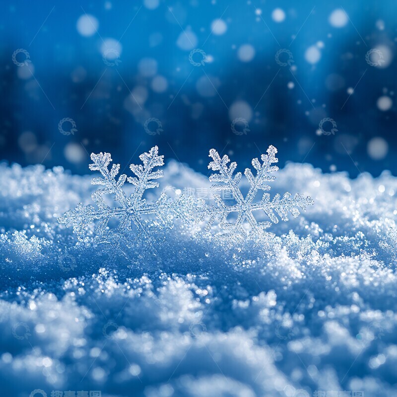 高清大图下载【趣麦麦图】蓝天雪景蓝天冬季雪花2