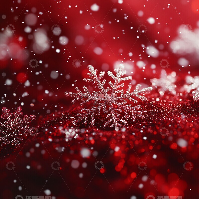 高清大图下载【趣麦麦图】红色雪花背景8