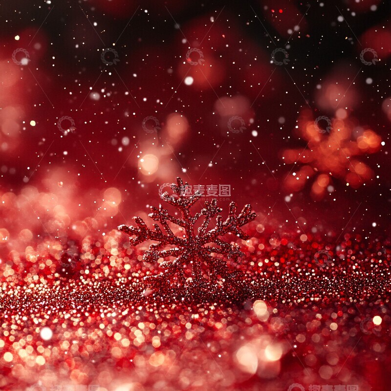 高清大图下载【趣麦麦图】红色雪花背景6