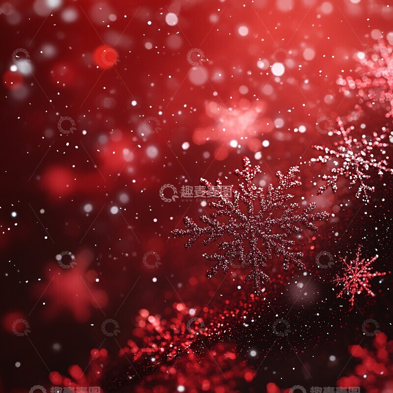 高清大图下载【趣麦麦图】红色雪花背景7