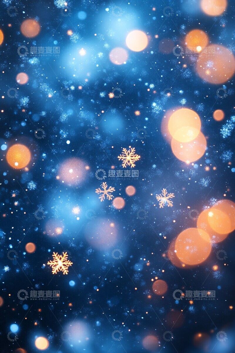 高清大图下载【趣麦麦图】雪夜霓虹灯映雪1