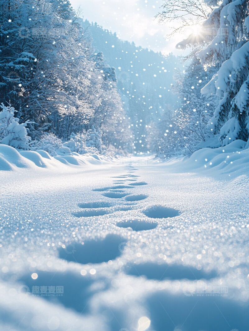 高清大图下载【趣麦麦图】冬雪飘落背景