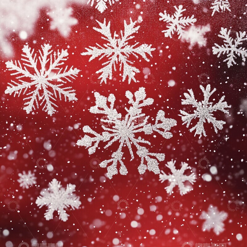 高清大图下载【趣麦麦图】红背景白雪花1