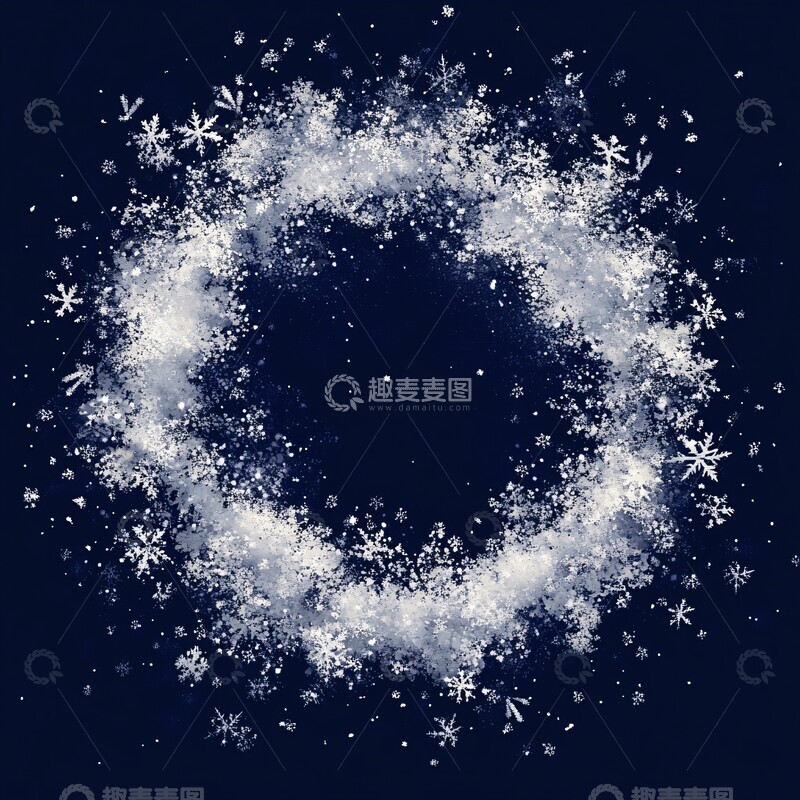 高清大图下载【趣麦麦图】圣诞雪景蓝背景1