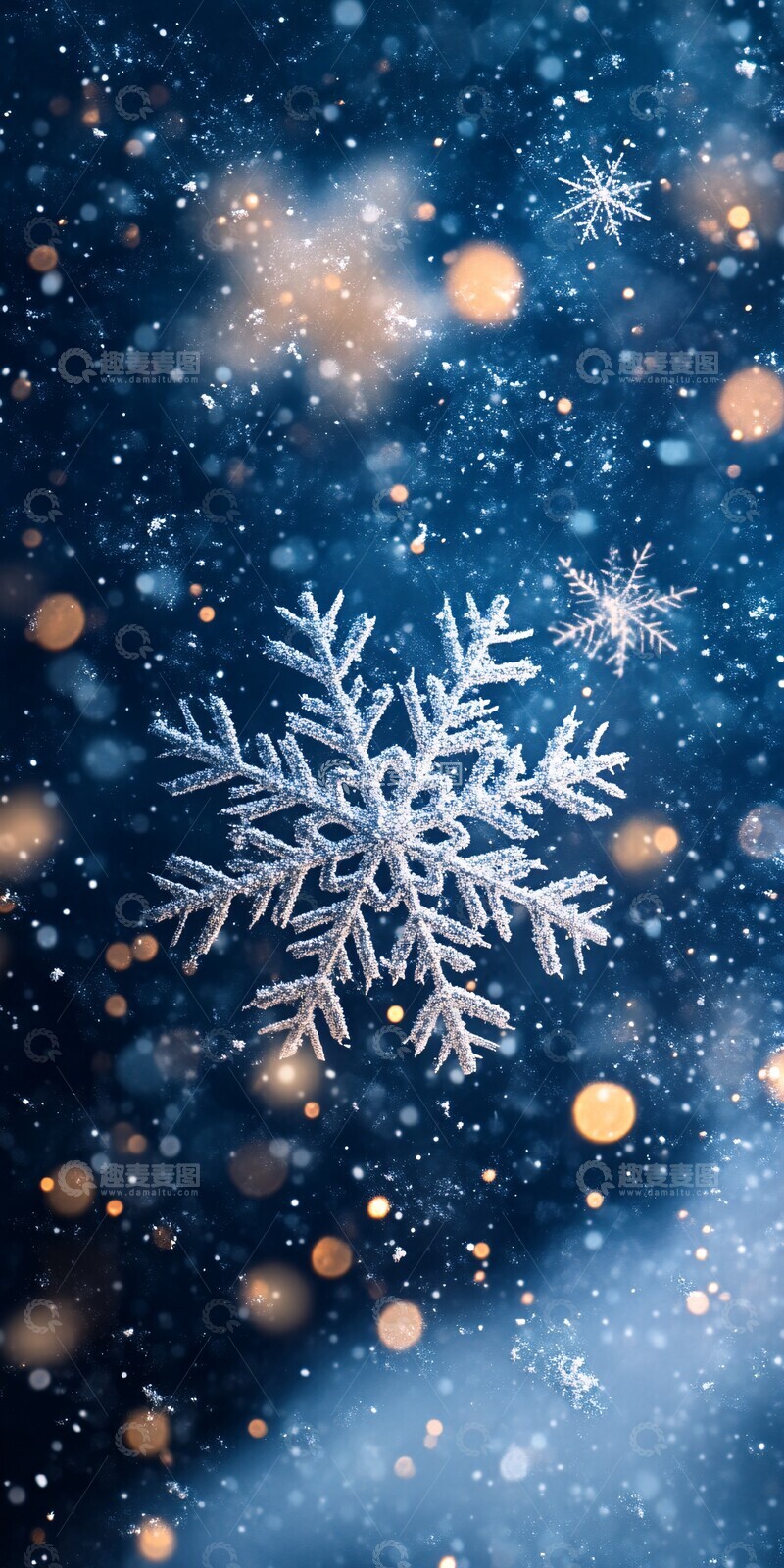 高清大图下载【趣麦麦图】雪花飘落背景2