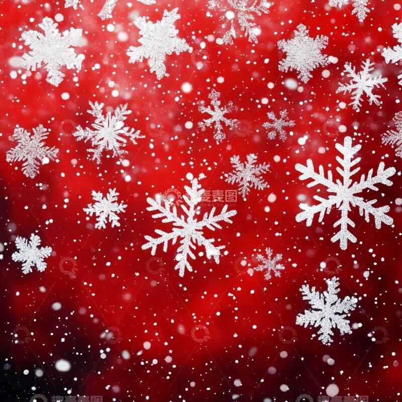 高清大图下载【趣麦麦图】红背景白雪花2