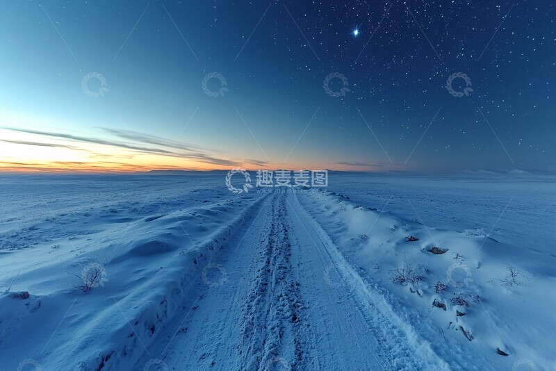 高清大图下载【趣麦麦图】雪夜旷野旷野圣诞季节