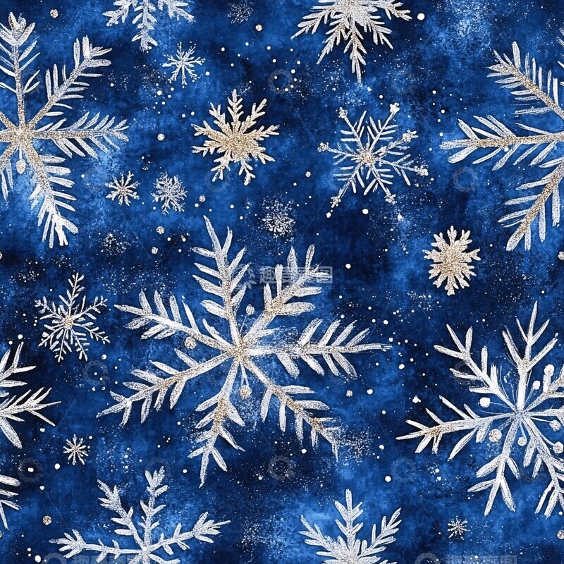 高清大图下载【趣麦麦图】银蓝雪花圣诞蓝色银色1