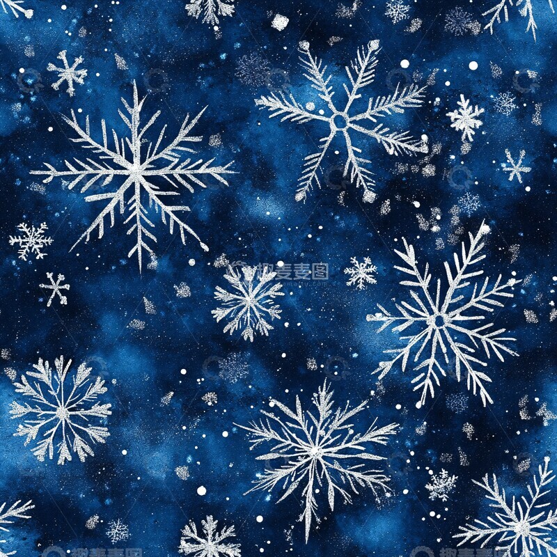 高清大图下载【趣麦麦图】银蓝雪花圣诞蓝色银色2