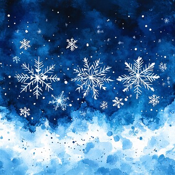 雪花与雪景雪花雪景水彩1