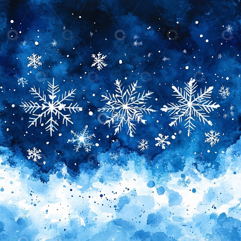 高清大图下载【趣麦麦图】雪花与雪景雪花雪景水彩1