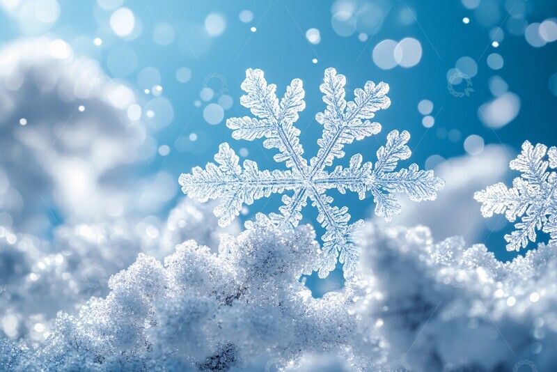 高清大图下载【趣麦麦图】雪片冰晶蓝天背景2