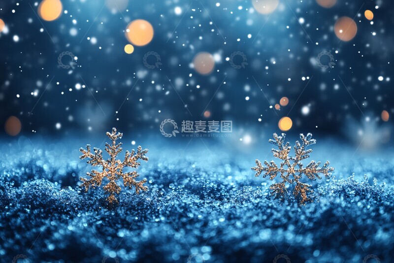 高清大图下载【趣麦麦图】雪花蓝色渐变邀请