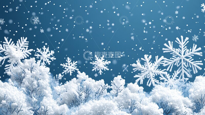 高清大图下载【趣麦麦图】白色雪花蓝色背景4