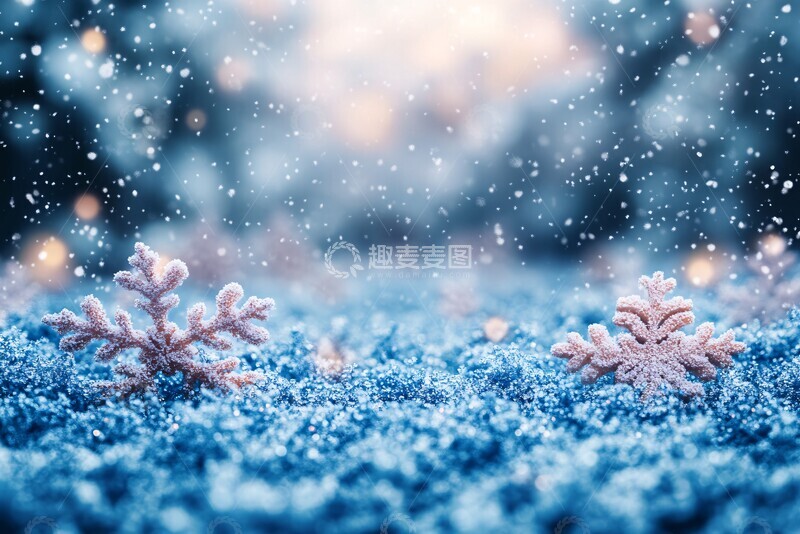 高清大图下载【趣麦麦图】雪花蓝色渐变邀请1