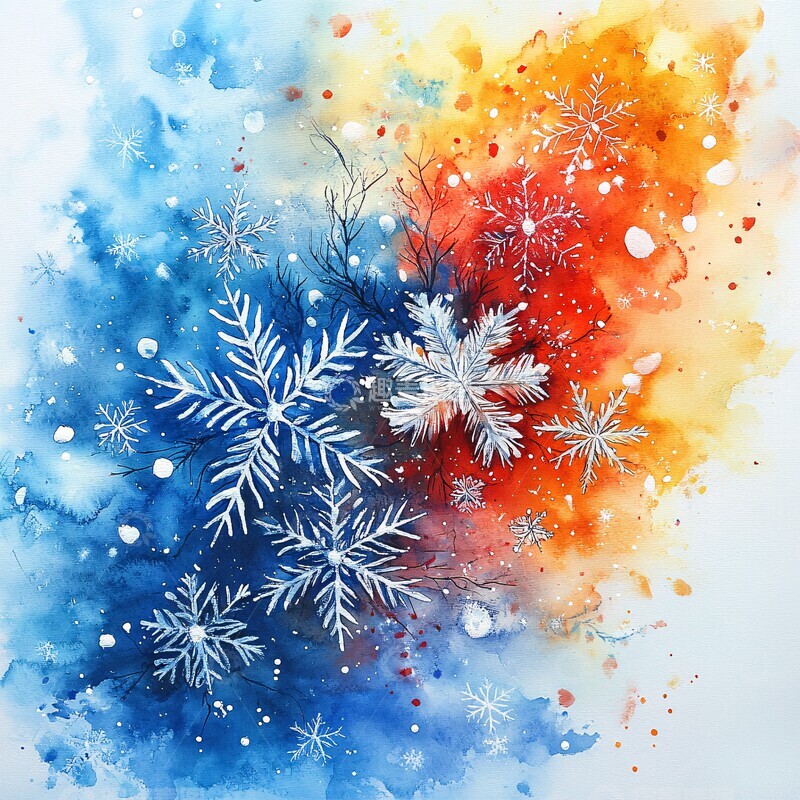 高清大图下载【趣麦麦图】雪花与雪景雪花雪景水彩