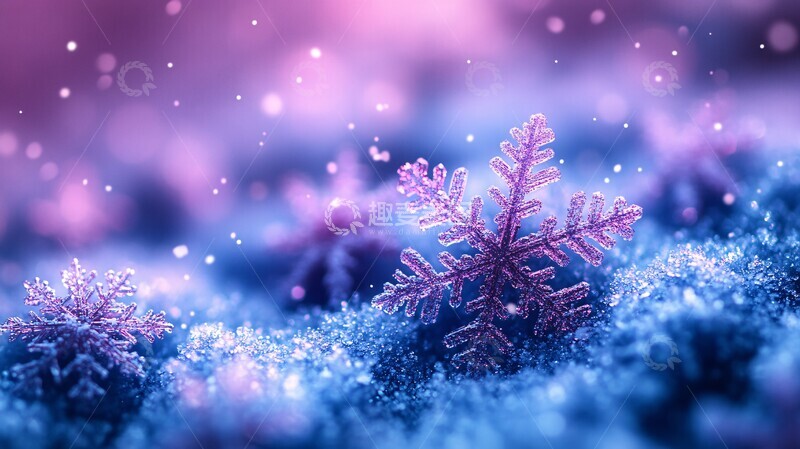 高清大图下载【趣麦麦图】蓝色紫色雪花背景3