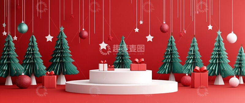 高清大图下载【趣麦麦图】圣诞树与悬挂装饰