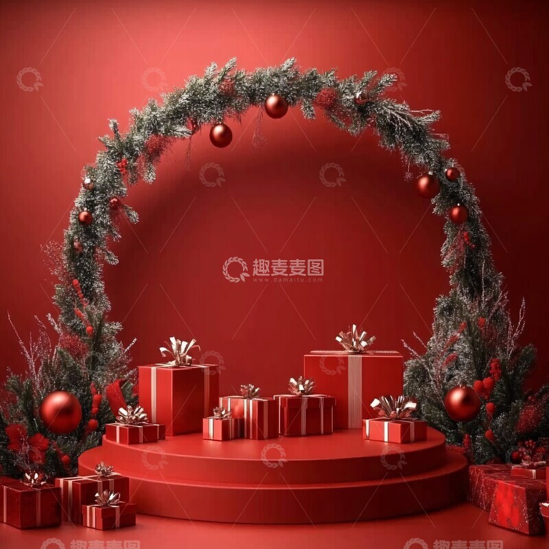 高清大图下载【趣麦麦图】圆形拱门圣诞装饰1