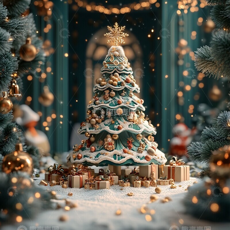 高清大图下载【趣麦麦图】圣诞树礼物场景