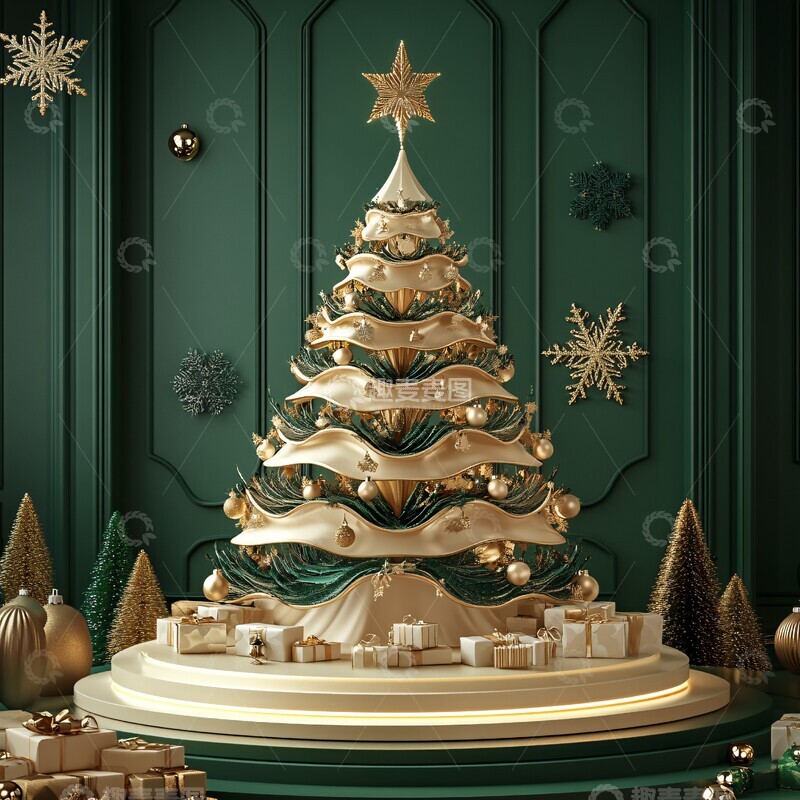 高清大图下载【趣麦麦图】圣诞树礼物场景2