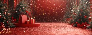 红色背景购物节布置