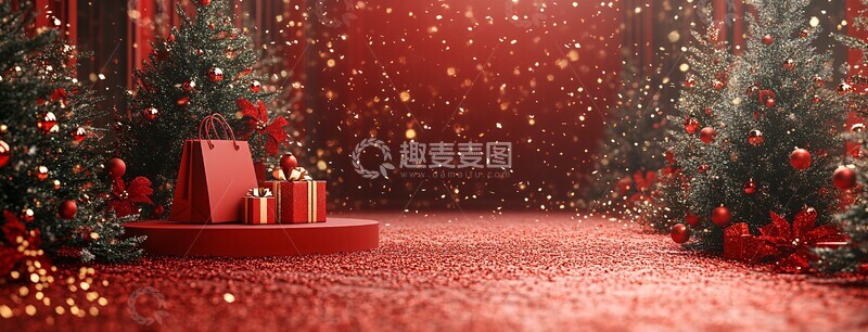 高清大图下载【趣麦麦图】红色背景购物节布置
