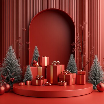 红色背景礼品展示1