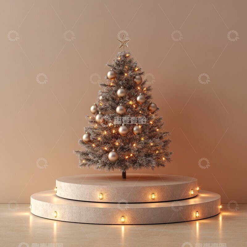 高清大图下载【趣麦麦图】圣诞树灯饰展示台1