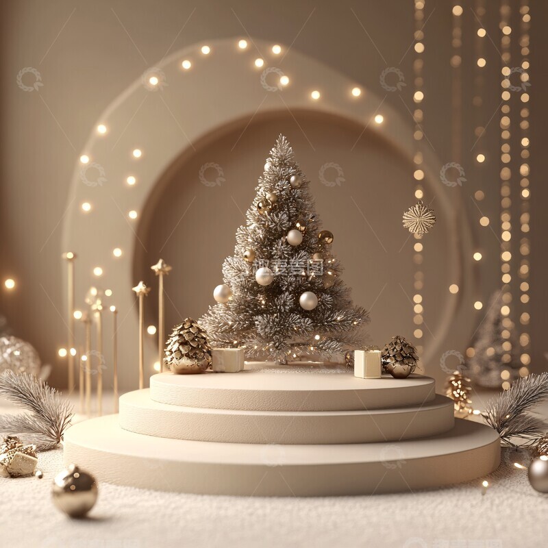高清大图下载【趣麦麦图】圣诞树灯饰展示台2